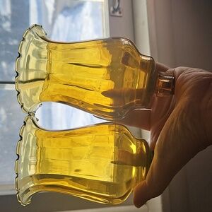 Home Interiors 2 Amber Glass Votive Candle Holders: 6"